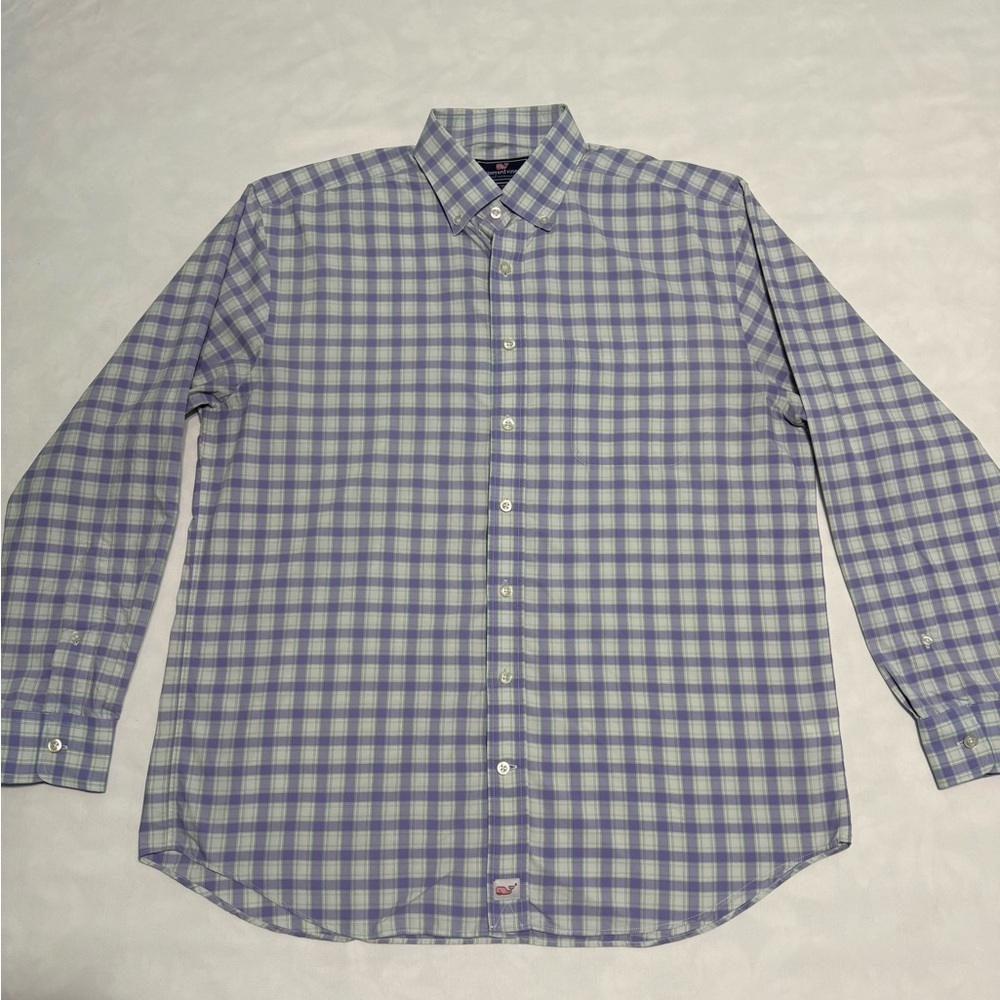 Vineyard Vines Purple and White Casual Button Down Shirt